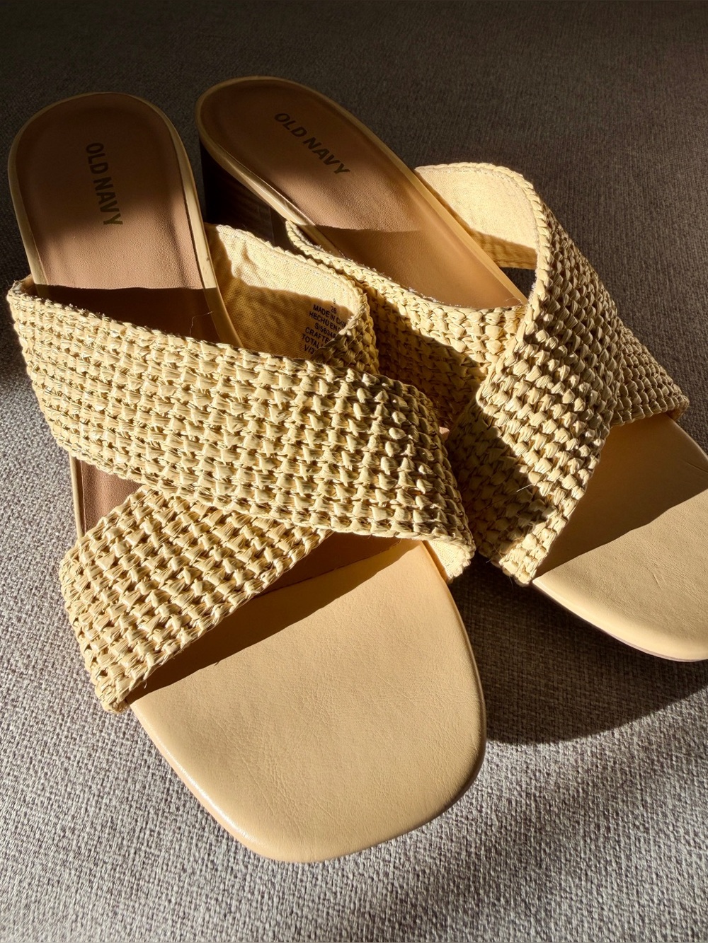 Old Navy Women's Woven Heel Sandals in Beige